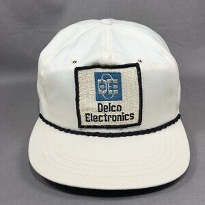 Vtg Delco Electronics GM Strapback Hat Rope Derby Golf Outdoor Patch USA Mens